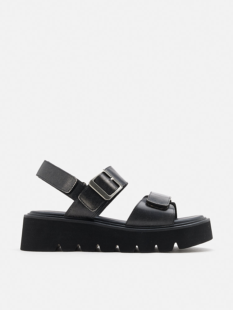 ミュージシャン CDL Padded Platform Sandals BLACK S SALE]Addison Buckled Platform Sandals