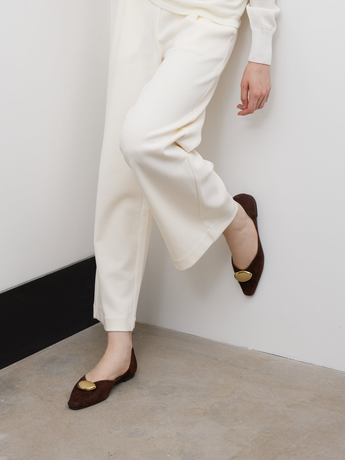 PAZZION, Adelaide Pointed Toe Leather Flats, Darkbrown