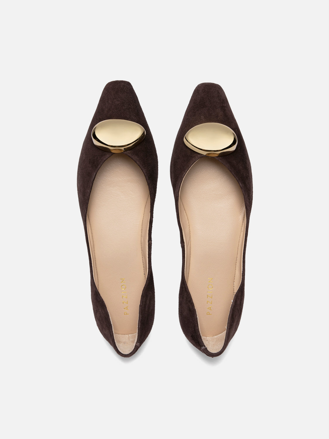 PAZZION, Adelaide Pointed Toe Leather Flats, Darkbrown
