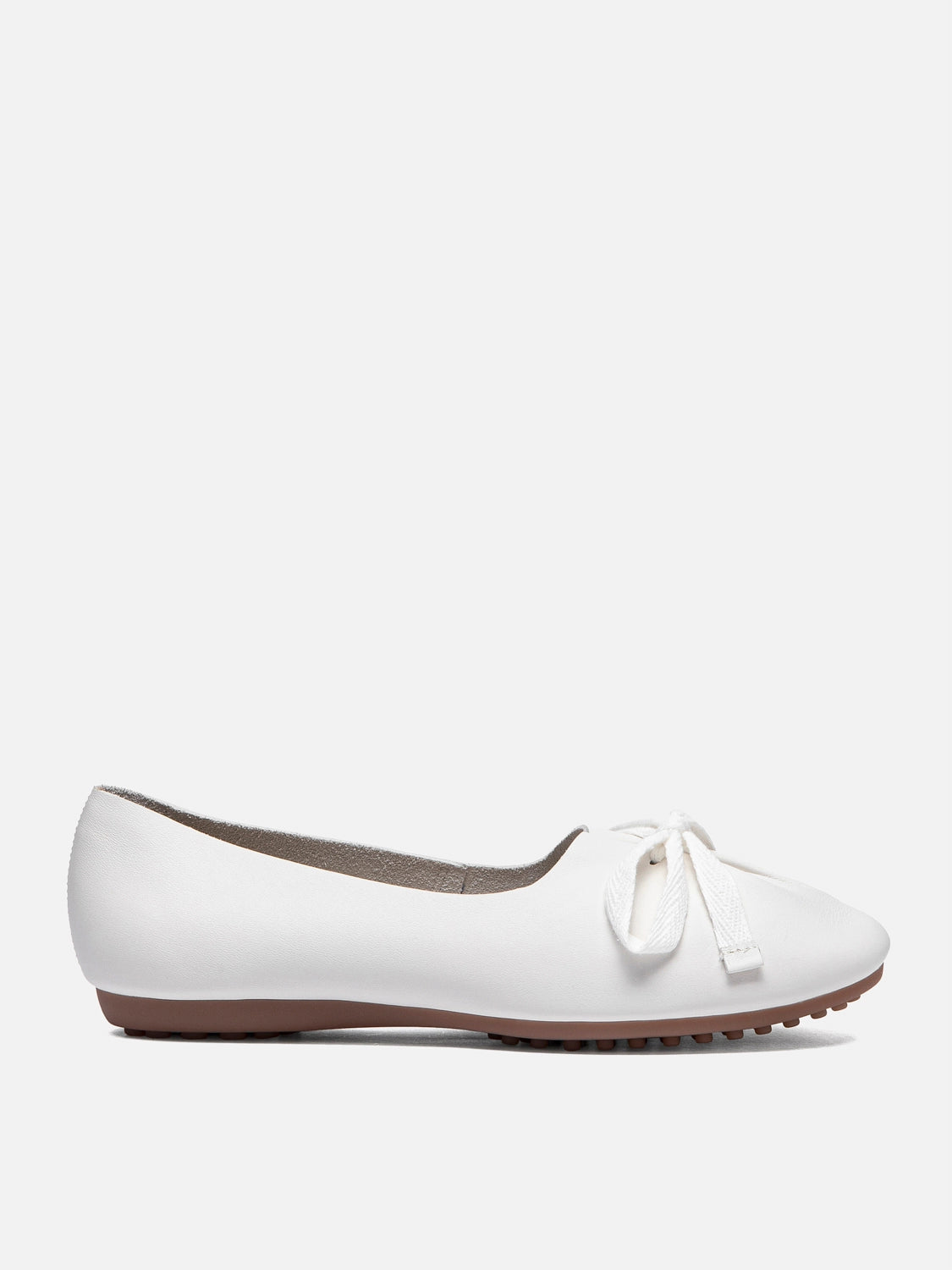 PAZZION, Adriana Tied Bow Leather Flats, Beige