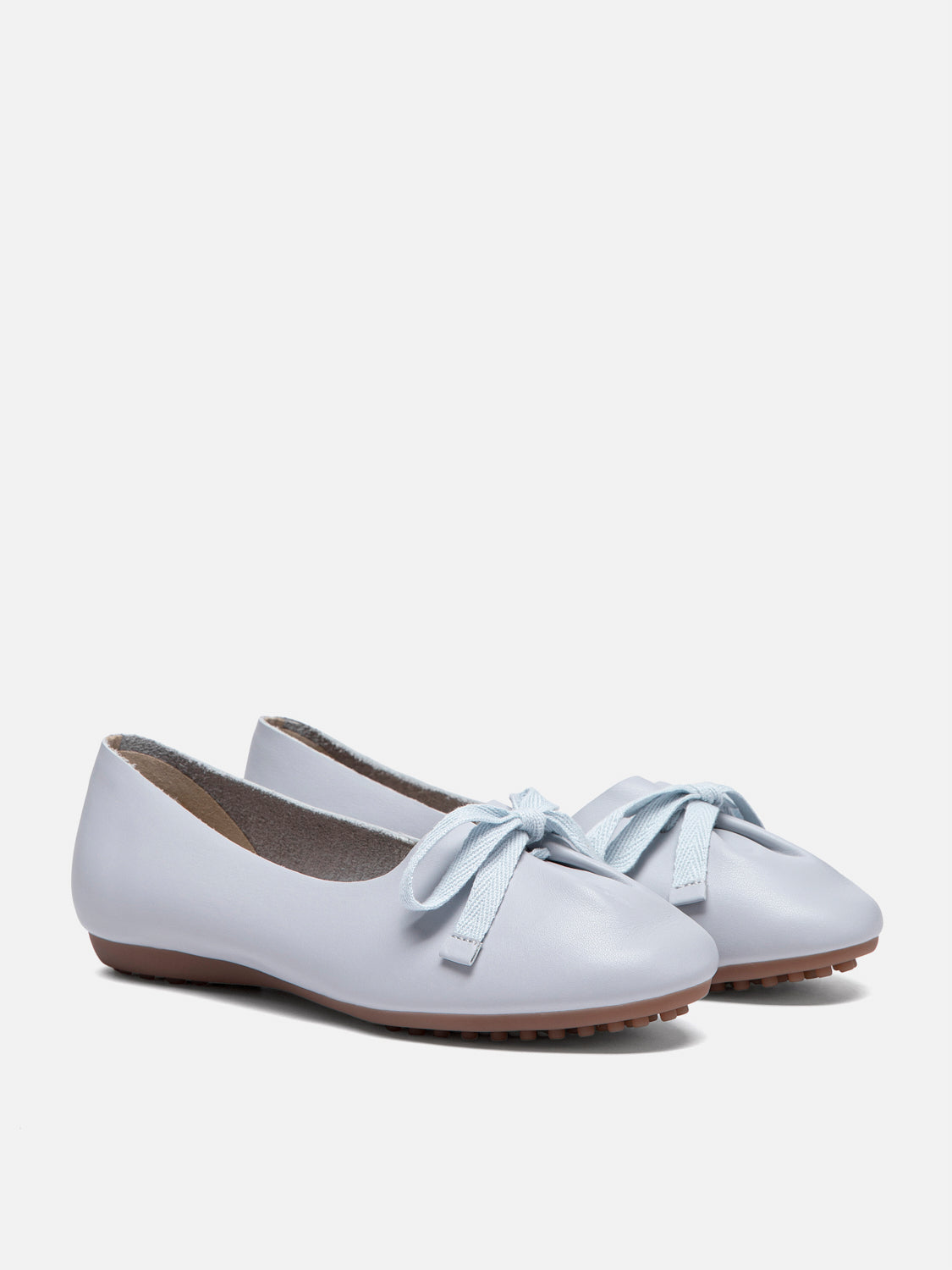 PAZZION, Adriana Tied Bow Leather Flats, Lightblue