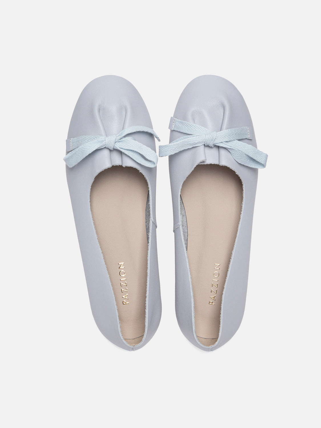 PAZZION, Adriana Tied Bow Leather Flats, Lightblue