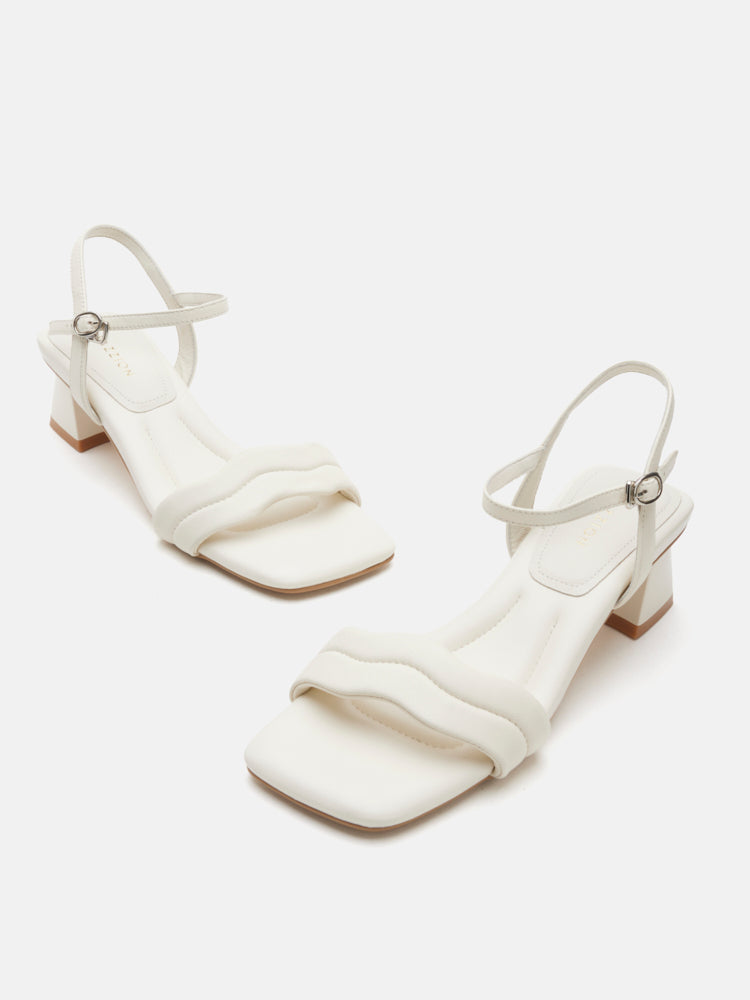 PAZZION, Alaina Pillow Strappy Heels, Beige