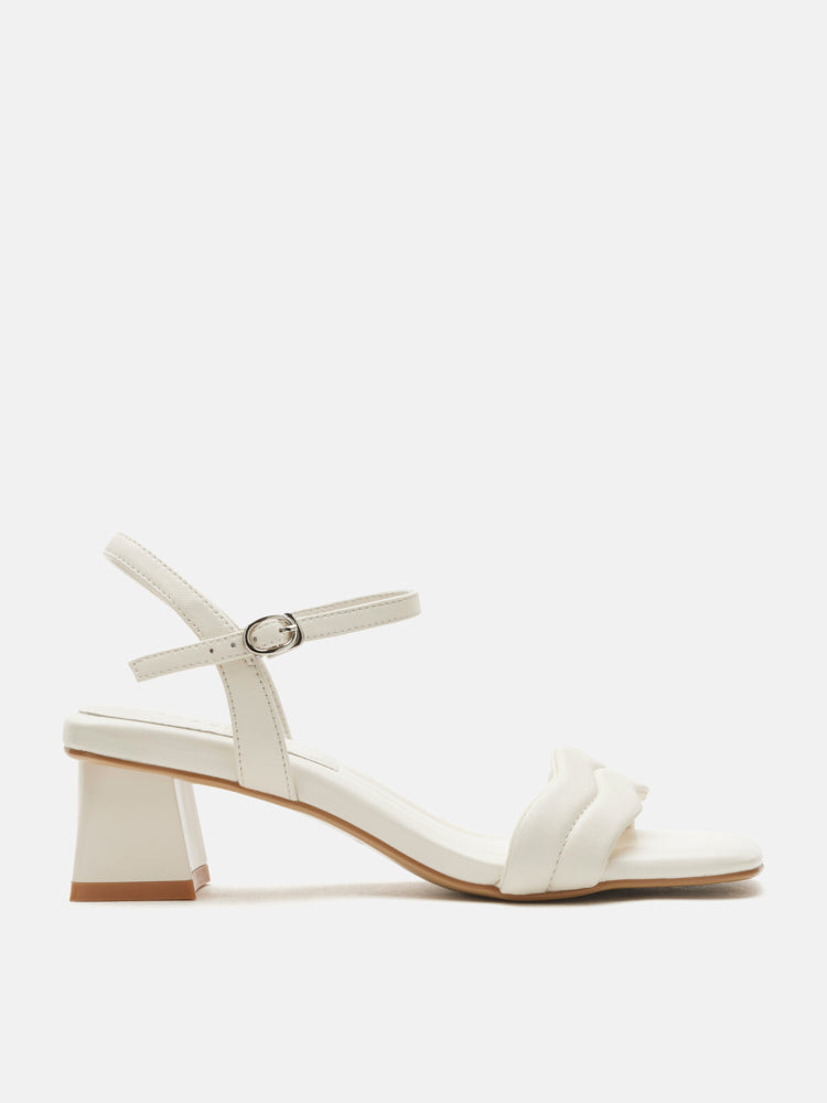 PAZZION, Alaina Pillow Strappy Heels, Beige