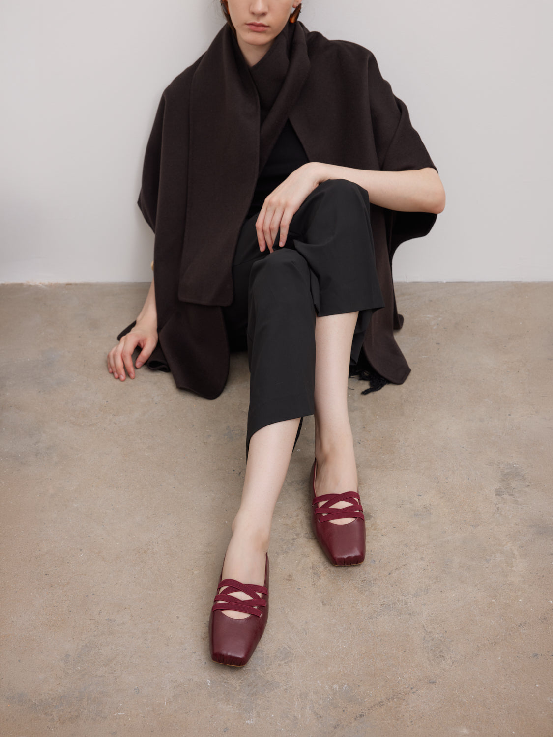 PAZZION, Angelica Square Toe Flats, Wine