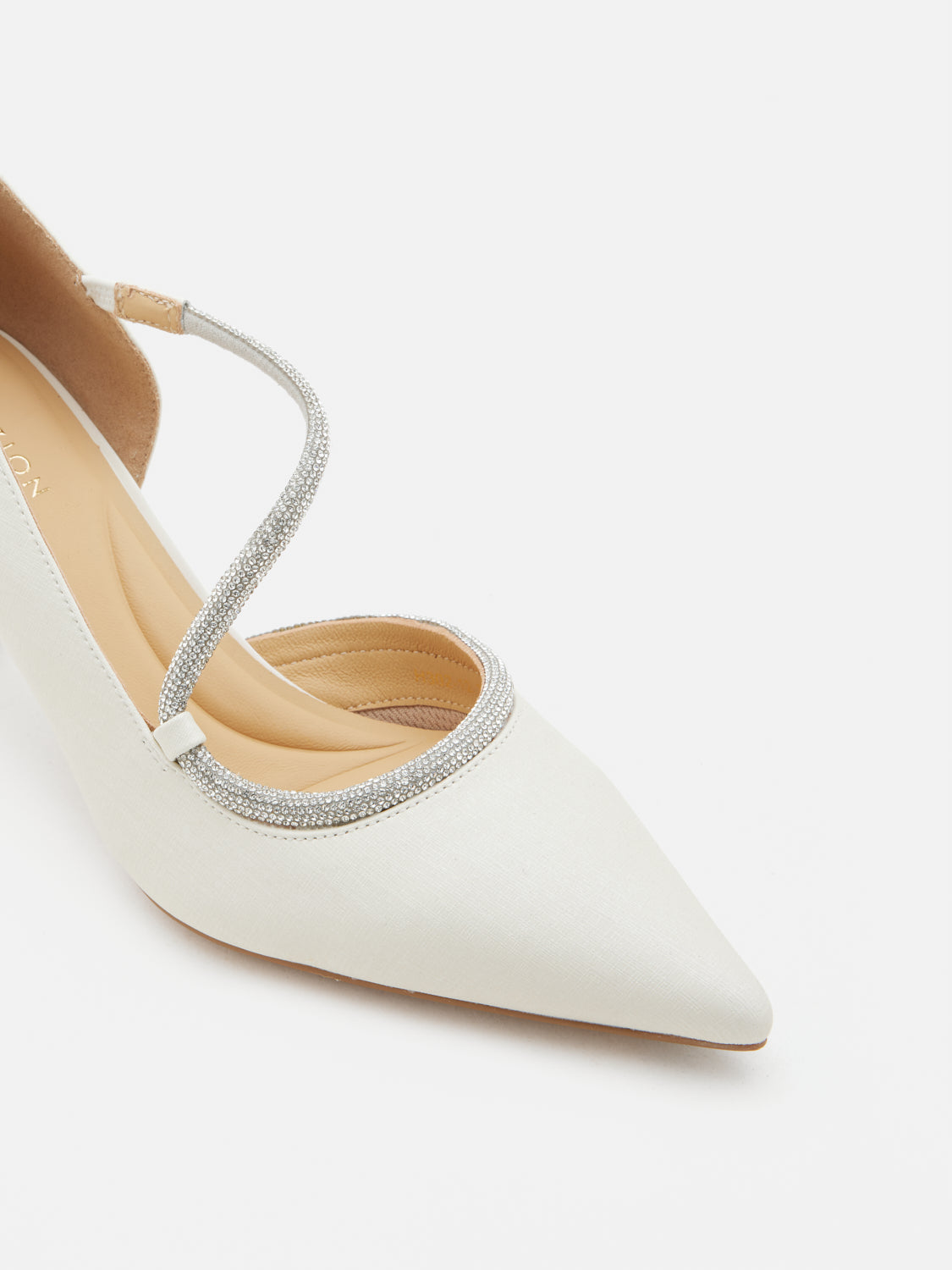 PAZZION, Arabella Crystal Embellished Leather Heels - Beige, Beige