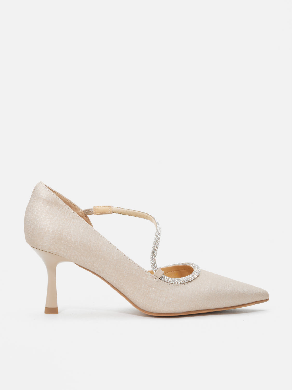 PAZZION, Arabella Crystal Embellished Leather Heels - Champagne, Champagne