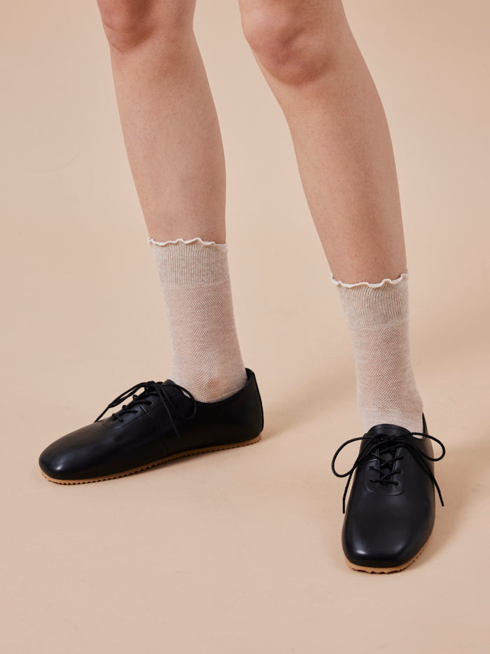 PAZZION, Arden Classic Lace-Up Flats, Black