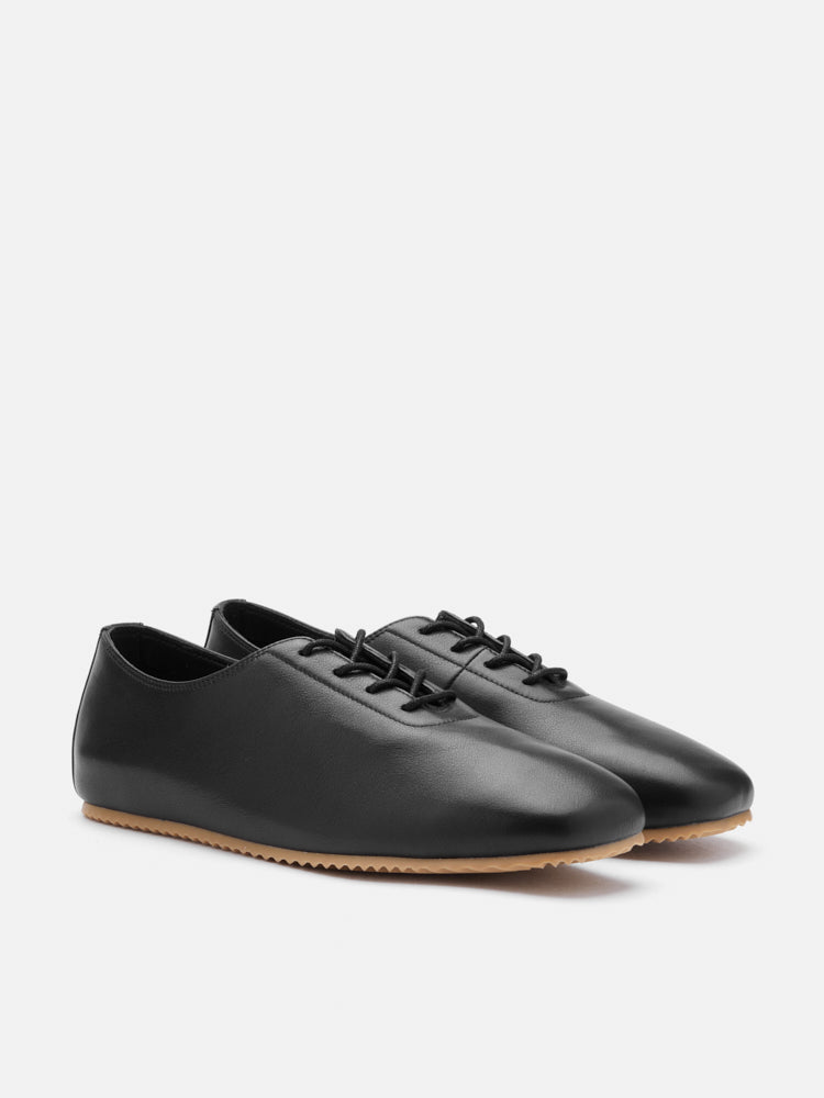 PAZZION, Arden Classic Lace-Up Flats, Black