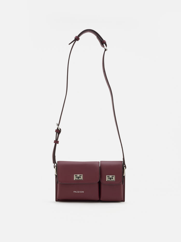 PAZZION, Aviana Double Twist Lock Structured Bag, Wine