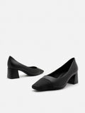 PAZZION, Bein Dual Textured Leather Block Pumps, Black