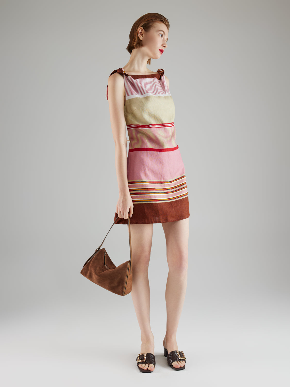 PAZZION, Bellarise Suede Shoulder Bag, Brown