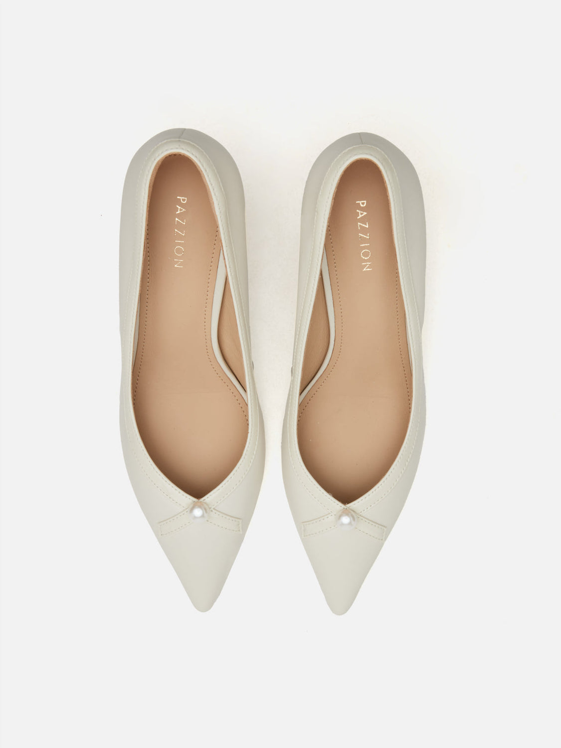PAZZION, Bellavyn Pearl Accented Patent Leather Heels, Beige