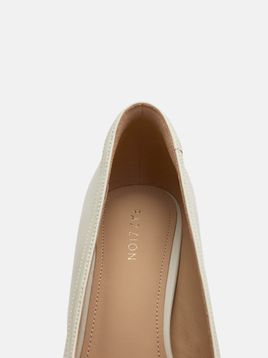 PAZZION, Bellavyn Pearl Accented Patent Leather Heels, Beige