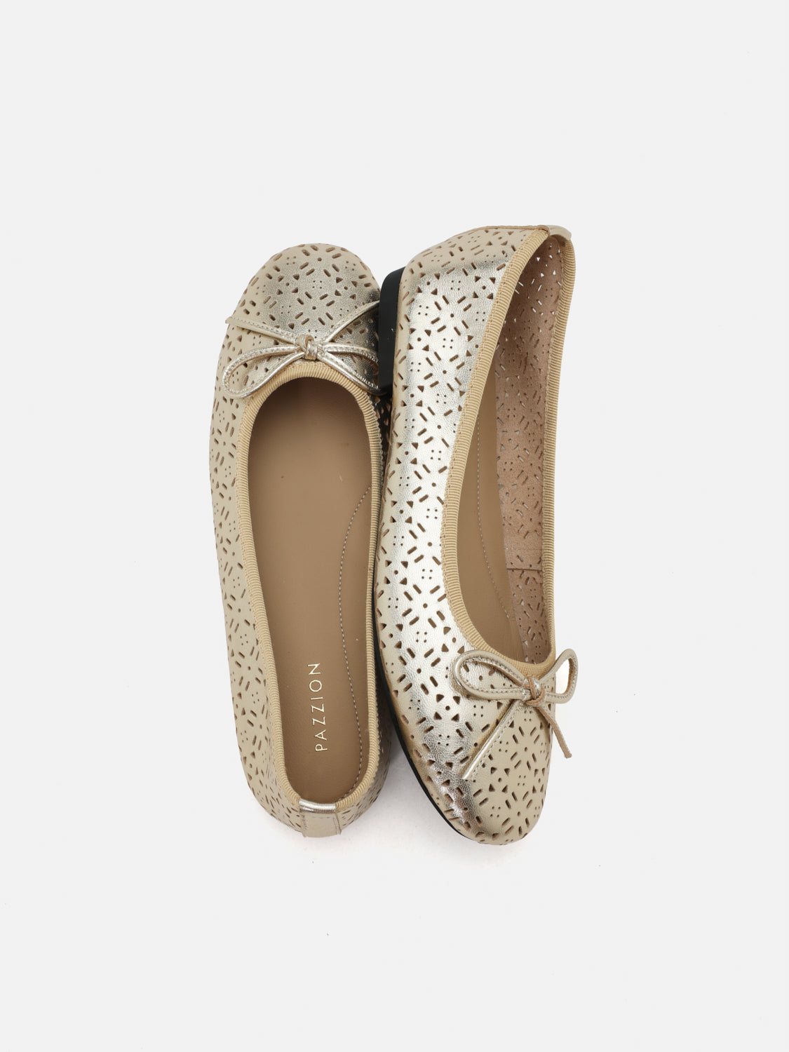 PAZZION, Bernadette Perforated Leather Flats, Gold