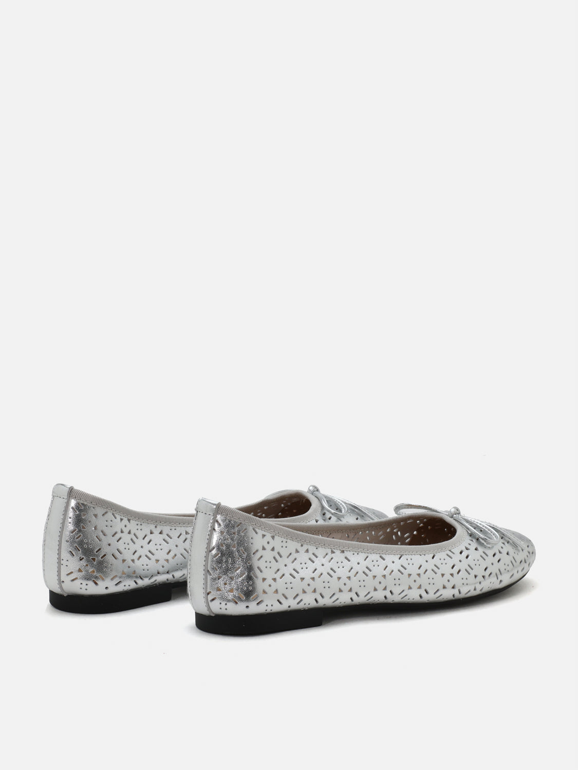 PAZZION, Bernadette Perforated Leather Flats, Silver