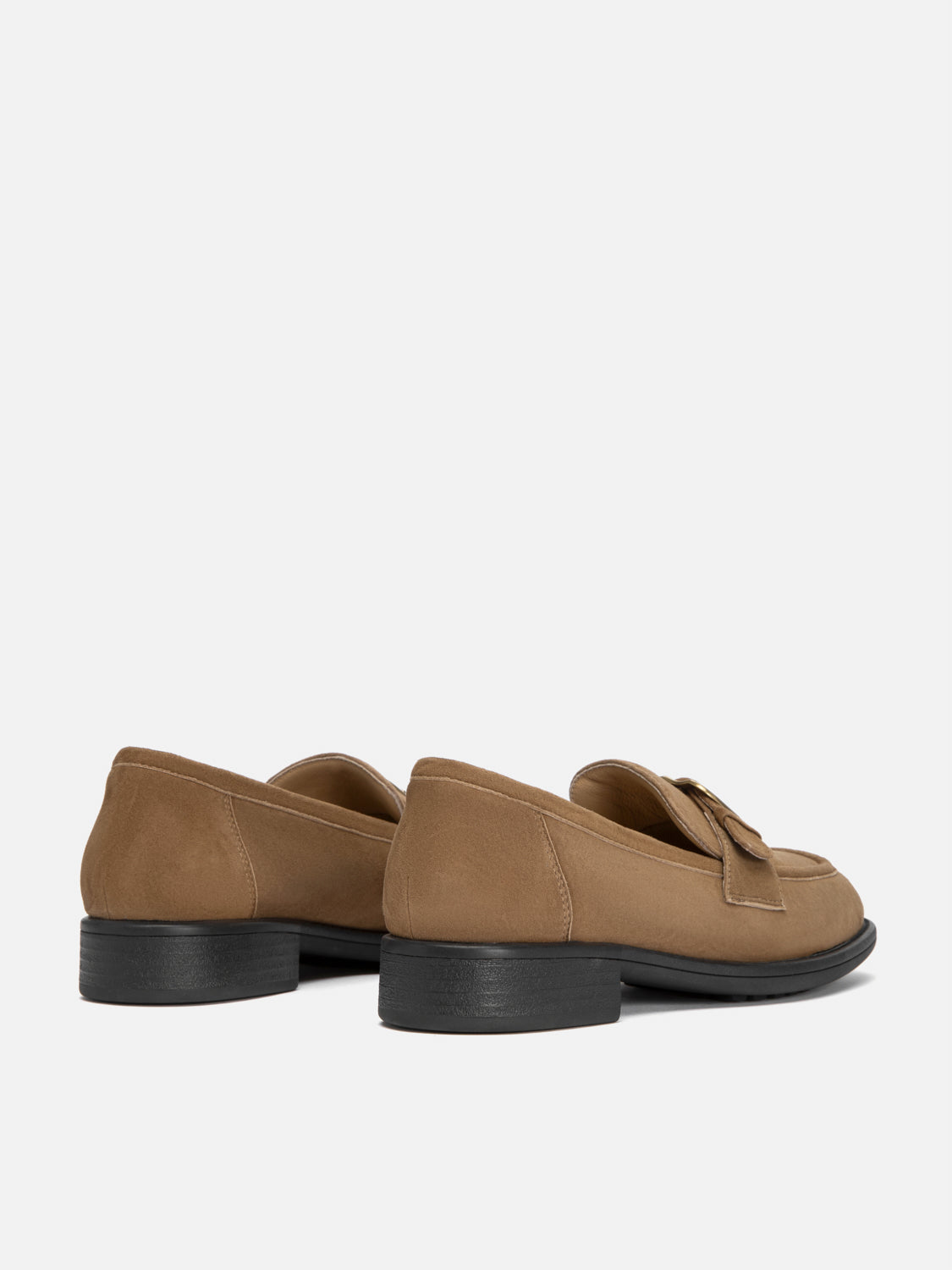 PAZZION, Billie Gold Buckle Loafers - Brown, Brown