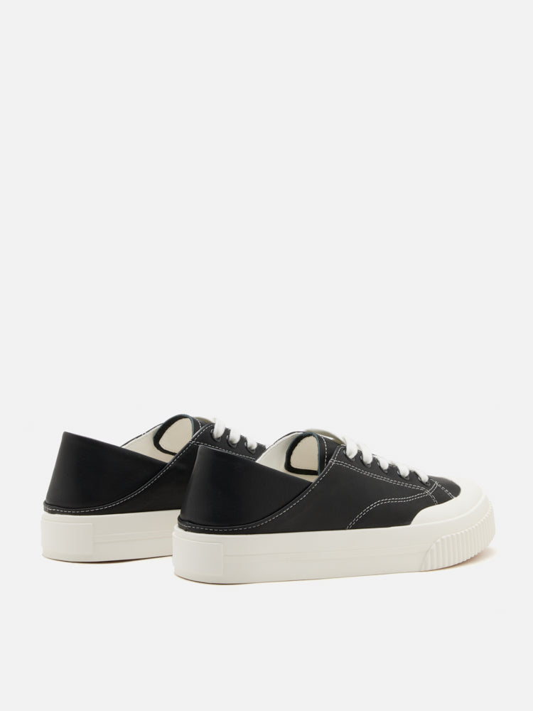 PAZZION, Binx Two-Way Leather Sneakers, Black