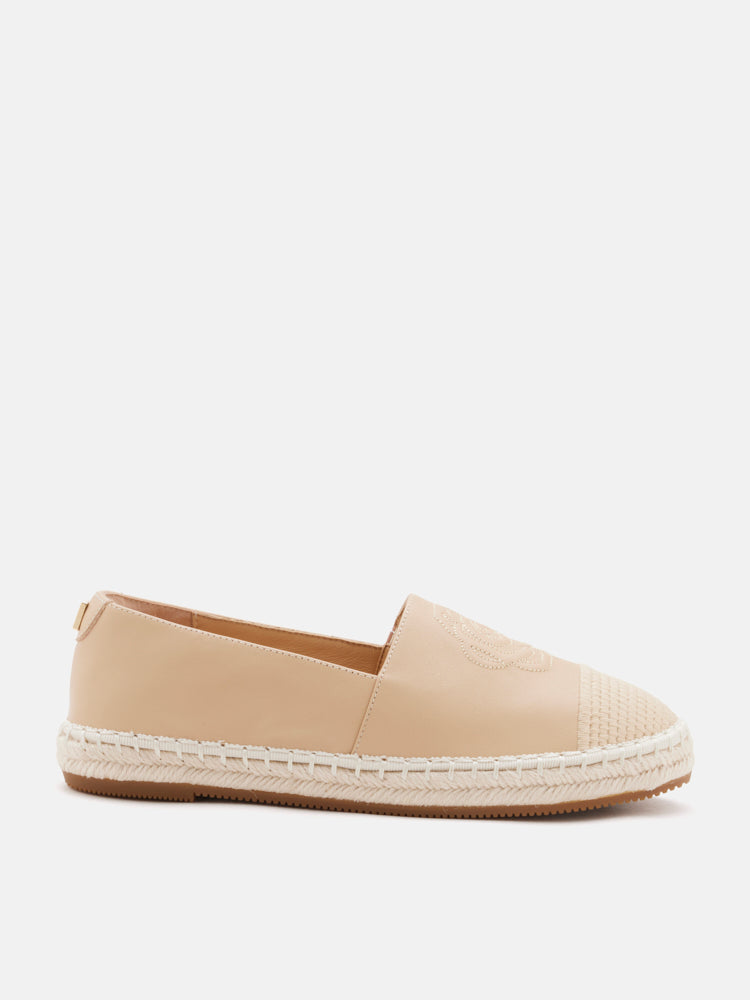 PAZZION, Brea.O Embossed Espadrille Flats, Almond