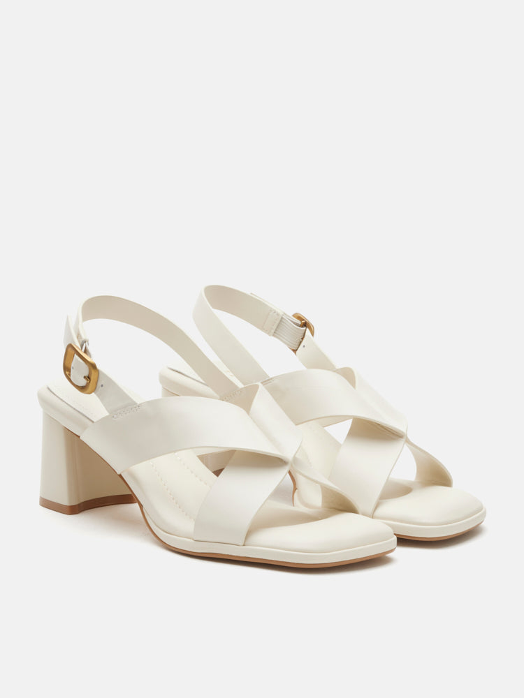 PAZZION, Calla Pillow Strappy Heels, Beige