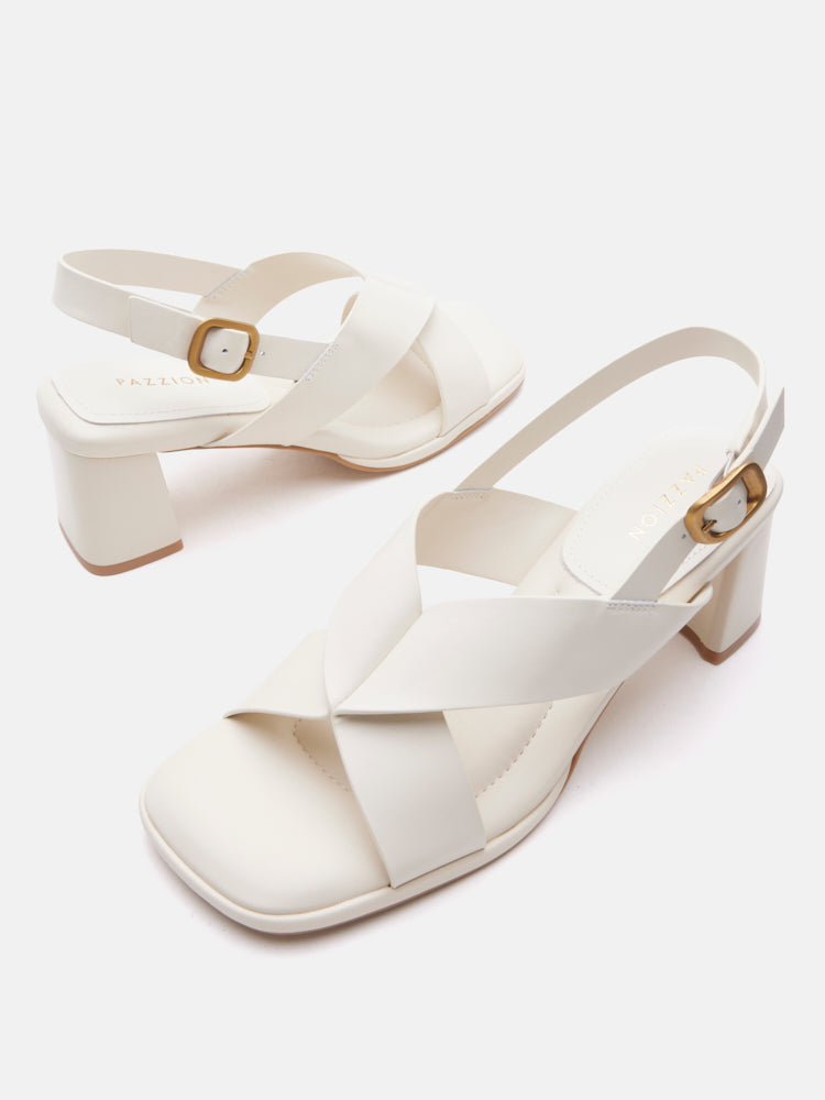 PAZZION, Calla Pillow Strappy Heels, Beige