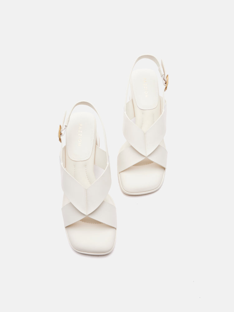 PAZZION, Calla Pillow Strappy Heels, Beige