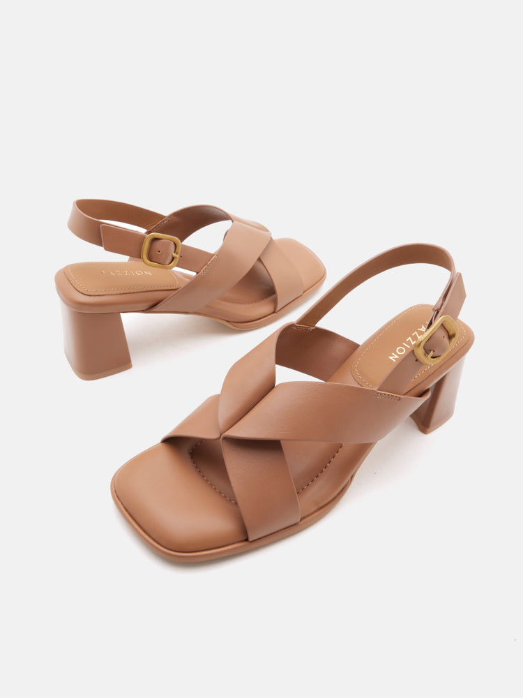 PAZZION, Calla Pillow Strappy Heels, Brown