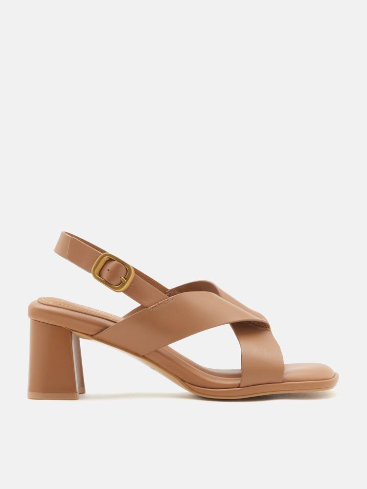 PAZZION, Calla Pillow Strappy Heels, Brown