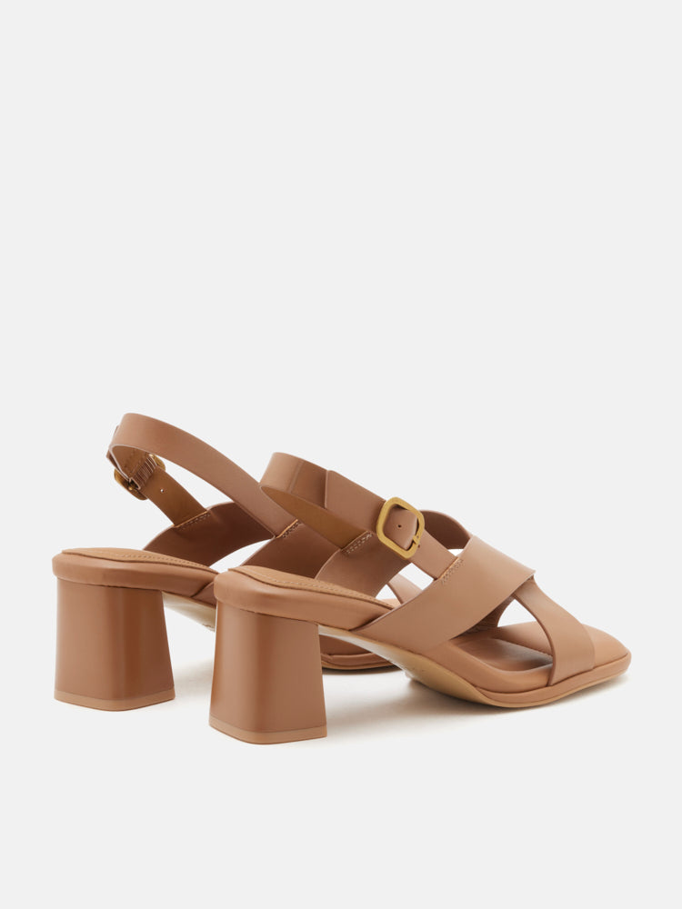 PAZZION, Calla Pillow Strappy Heels, Brown