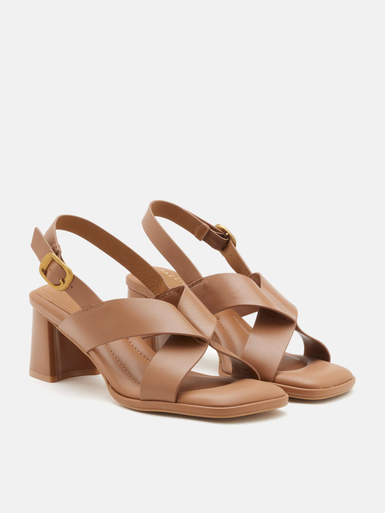 PAZZION, Calla Pillow Strappy Heels, Brown