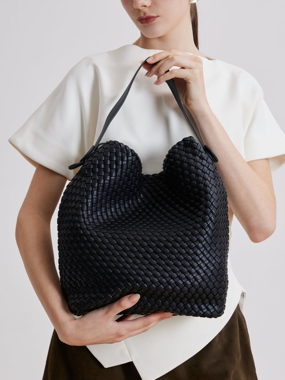 PAZZION, Cara Woven Bag, Black
