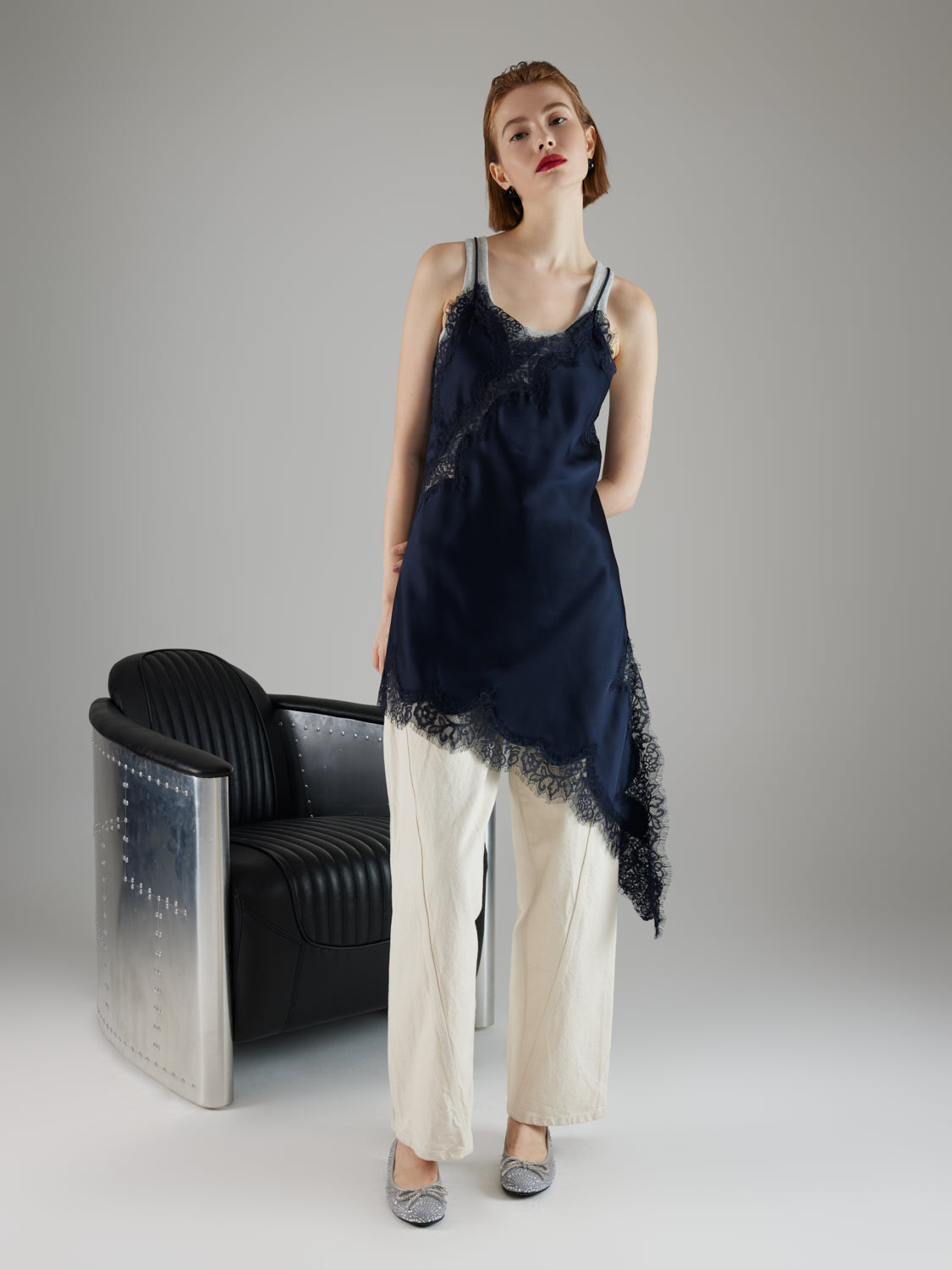 PAZZION, Celeska Crystal Bow Flats, Grey