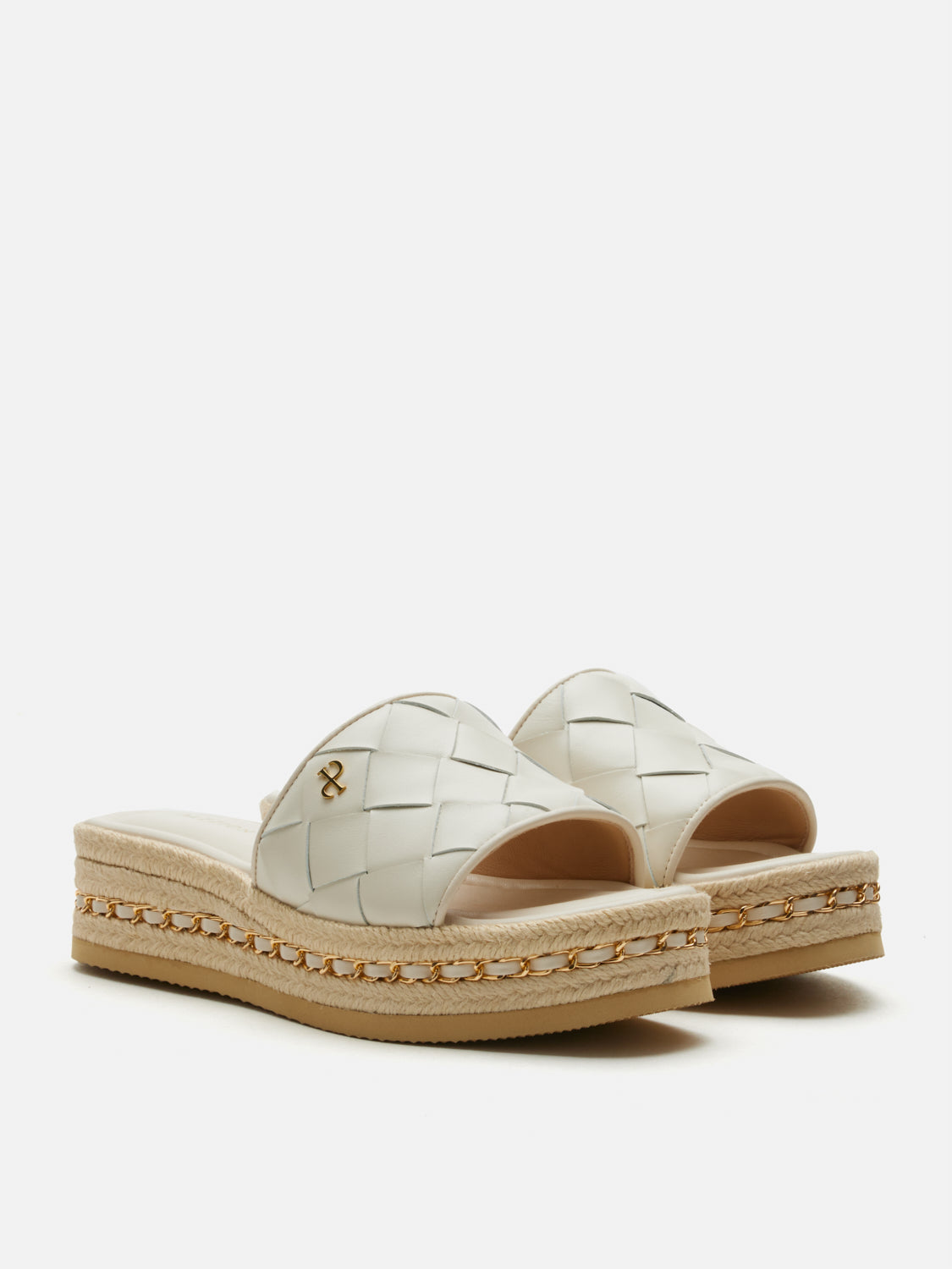 PAZZION, Clare Woven Slides, Beige