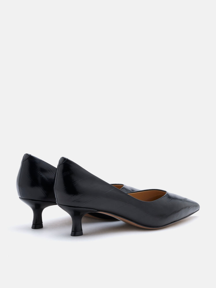 PAZZION, Claudia Embossed Pointed Toe Heels, Black