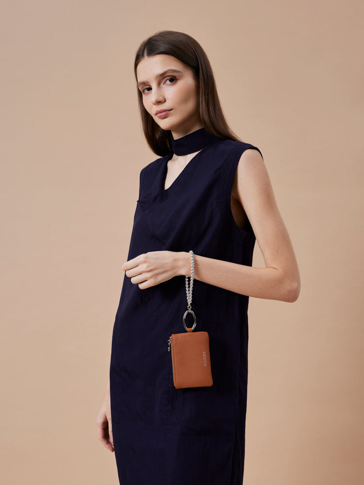 PAZZION, Cleo Mini Chained Pouch, Brown