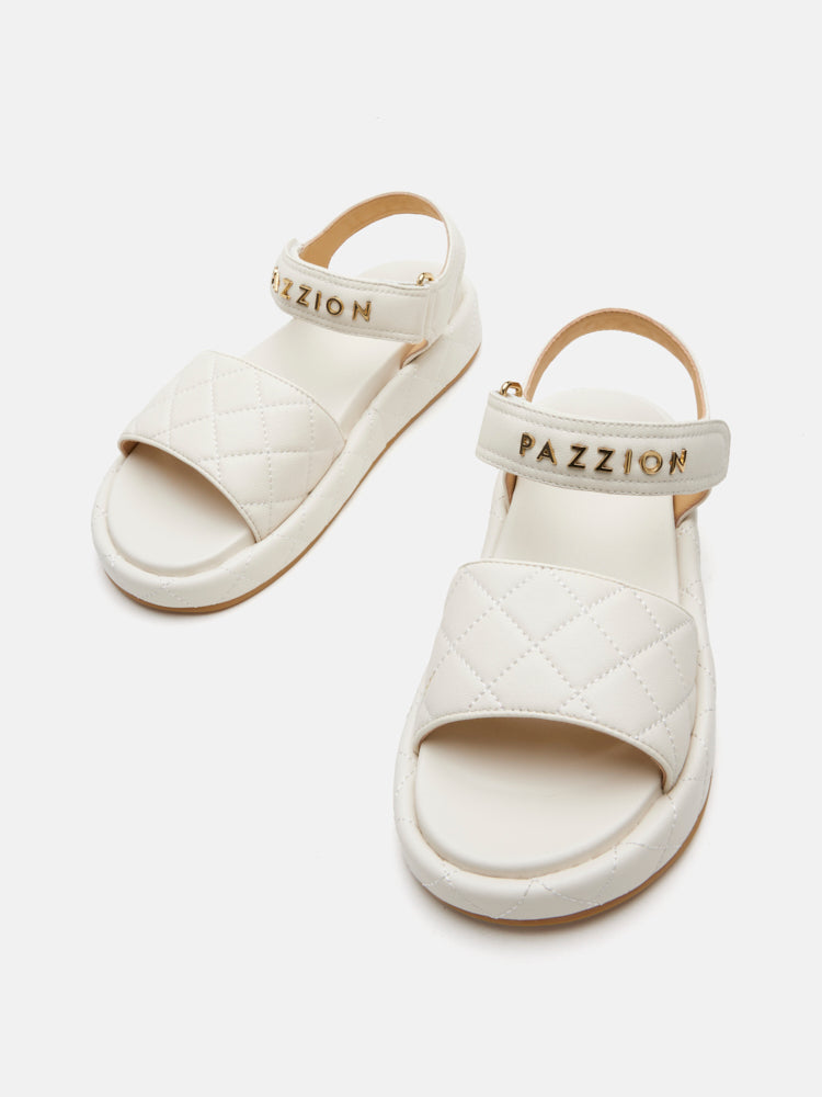 PAZZION, Cynthia Quilted Sandals, Beige