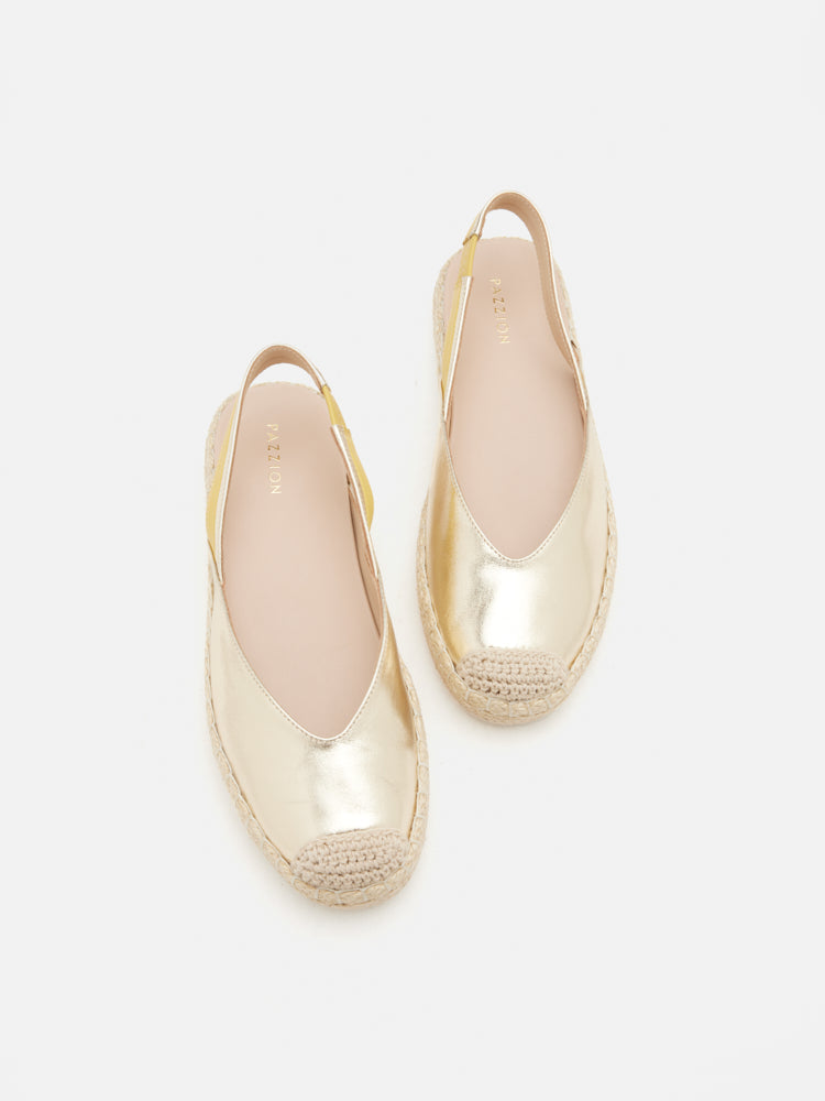 PAZZION, Danni Metallic Leather Slingback Espadrilles, Gold
