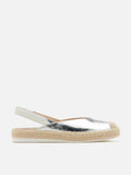 PAZZION, Danni Metallic Leather Slingback Espadrilles, Silver