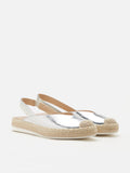 PAZZION, Danni Metallic Leather Slingback Espadrilles, Silver