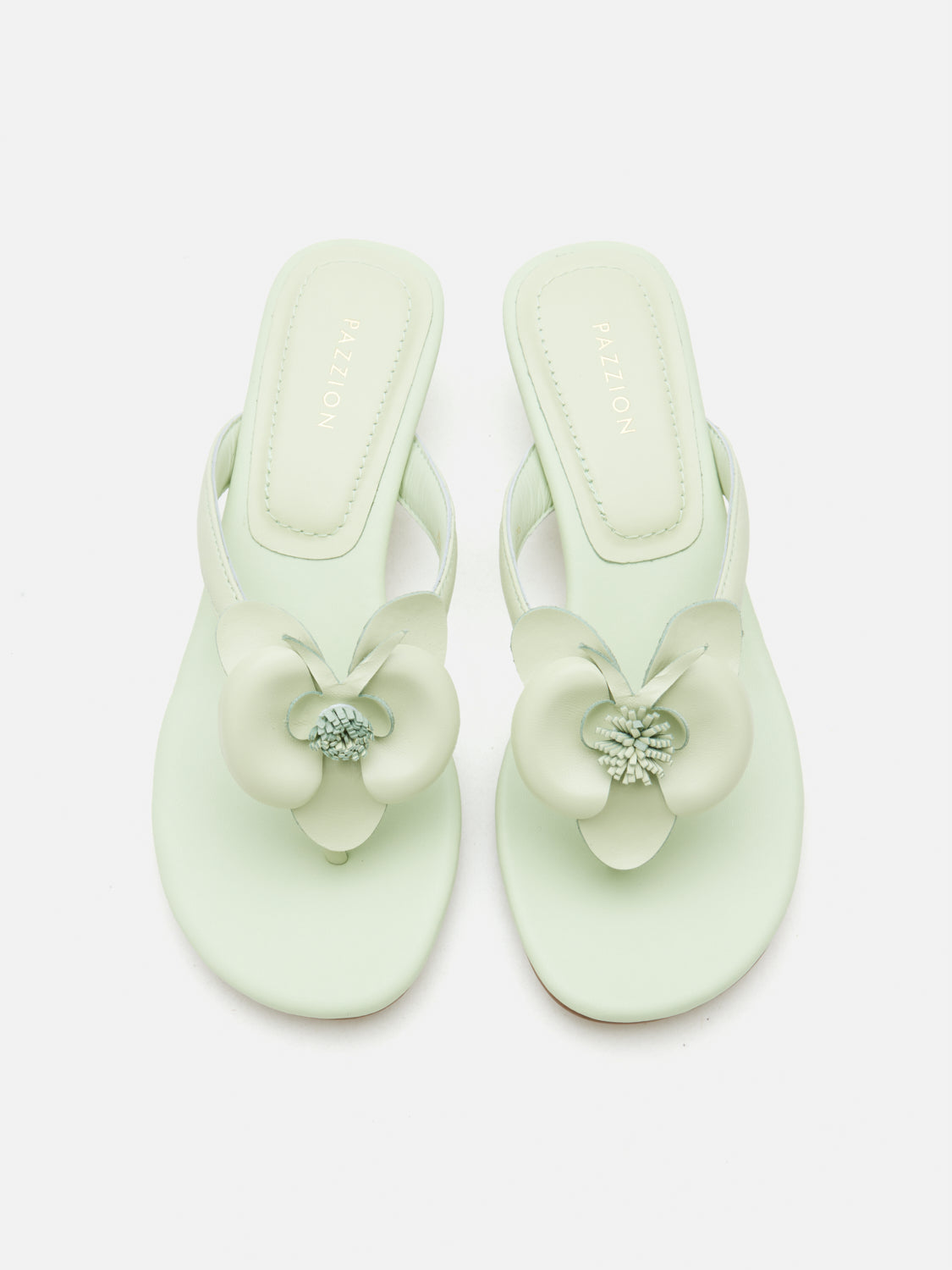 PAZZION, Davielle Orchid Leather Sandal Heels, Lightgreen