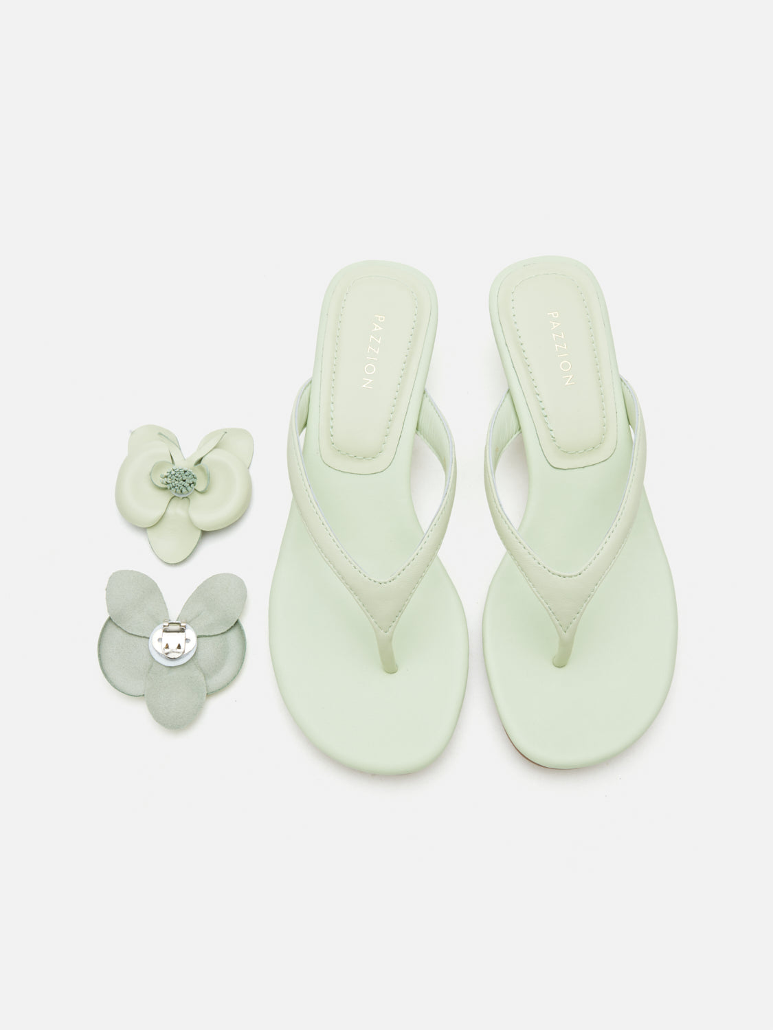 PAZZION, Davielle Orchid Leather Sandal Heels, Lightgreen