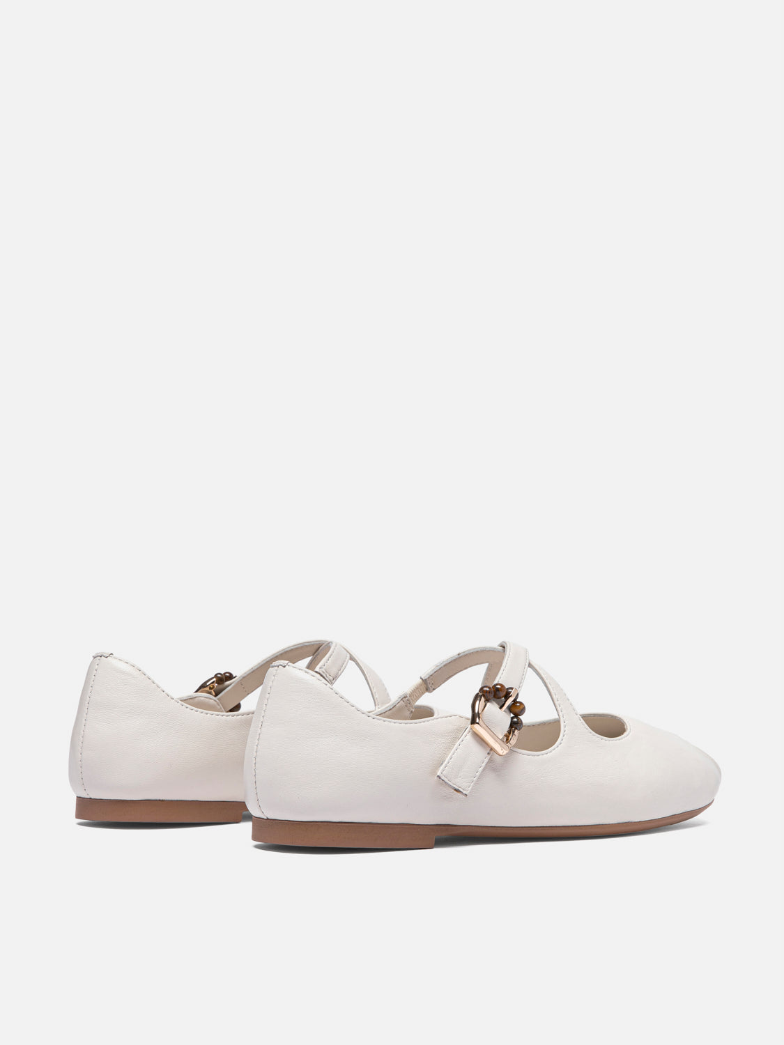 PAZZION, Delaney Criss Cross Leather Mary Janes - Beige, Beige