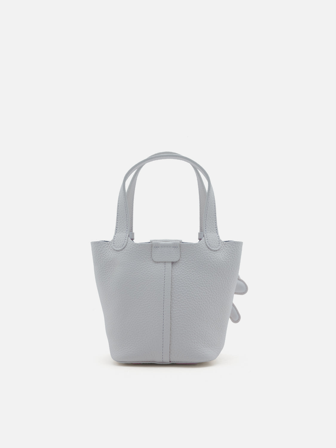PAZZION, Delaney Leather Charmed Bucket Bag, Grey