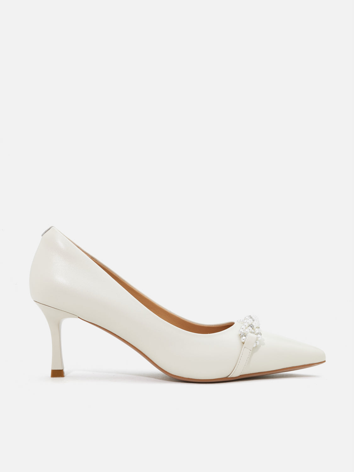 PAZZION, Dominique Pearls Pointed Toe Heels, Beige