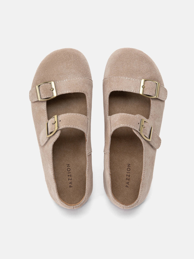 PAZZION, Dora Suede Mary Janes, Almond