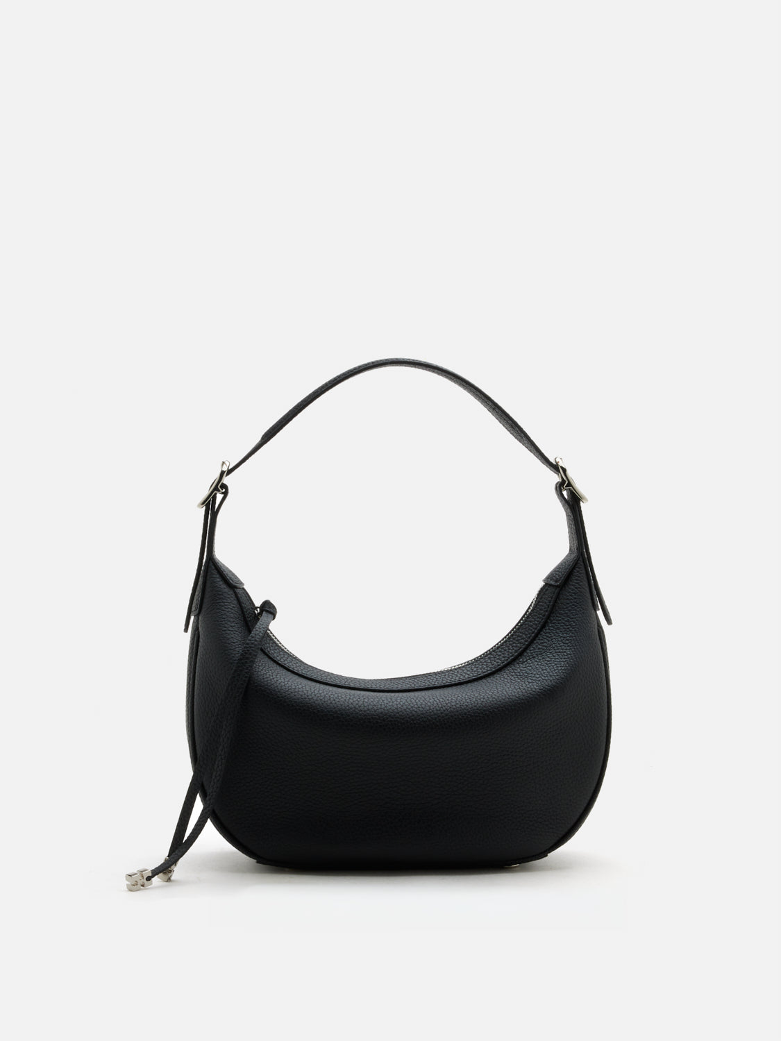 Elaine Crescent Leather Bag - Black