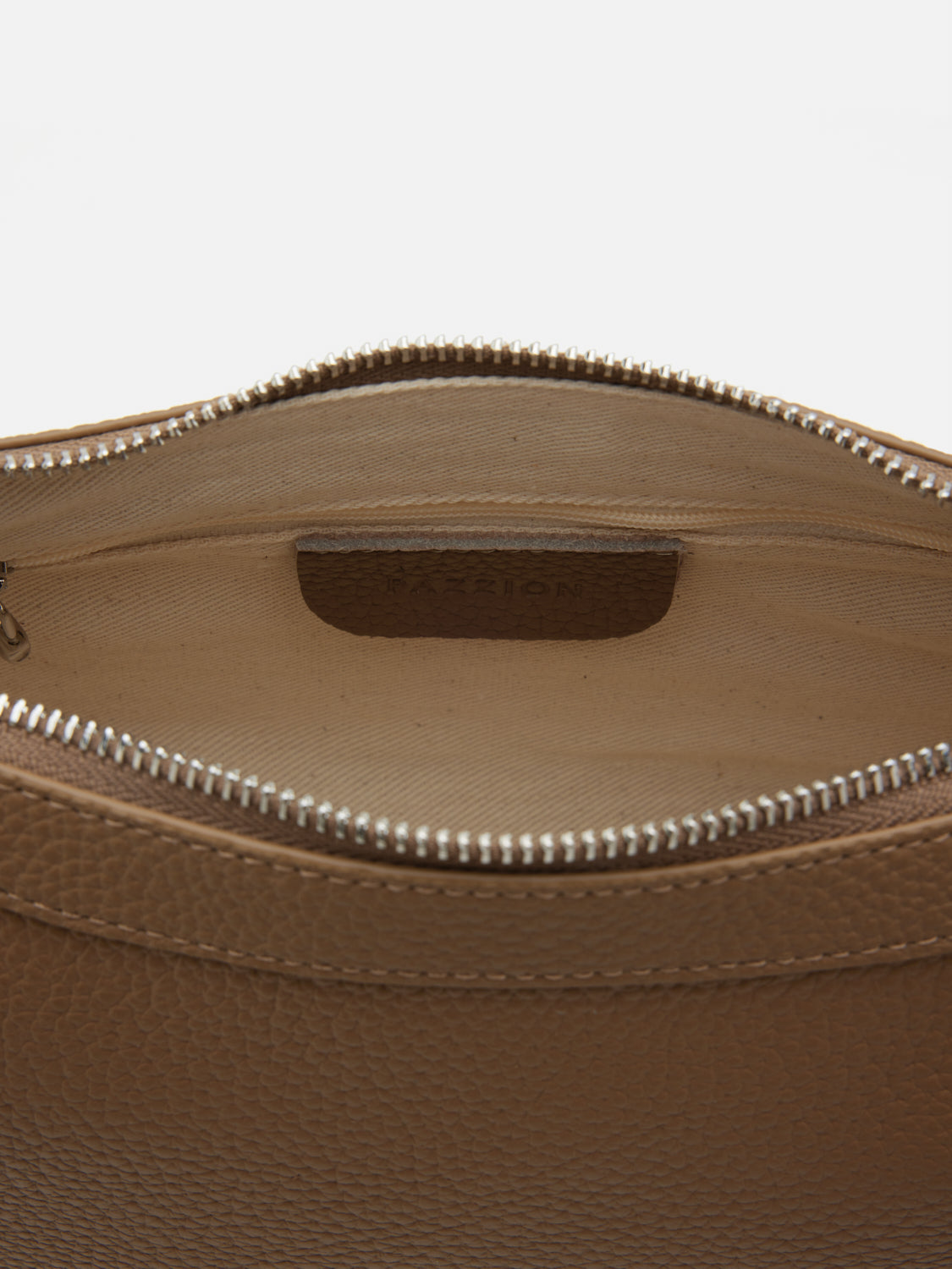 PAZZION, Elaine Crescent Leather Bag, Khaki