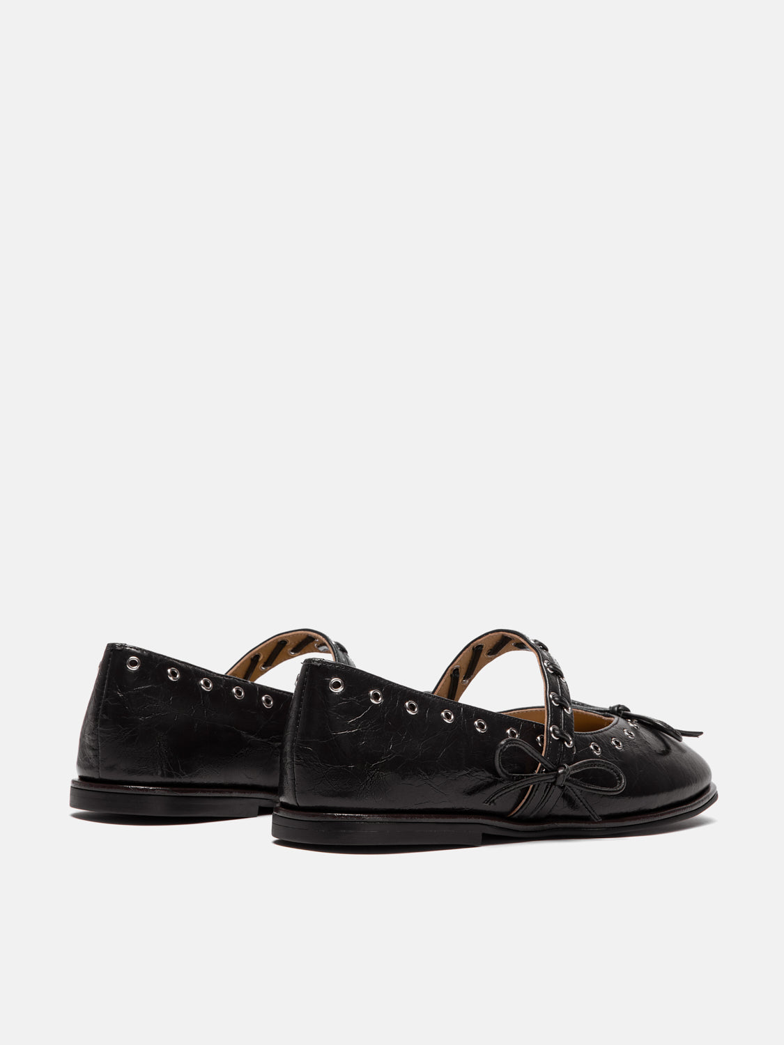 PAZZION, Elantria Studded Bow Leather Mary Janes, Darkbrown