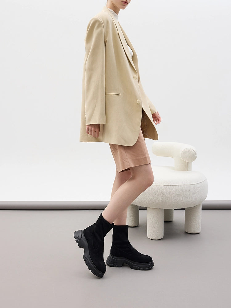 PAZZION, Eleanor Velvet Leather Ankle Boots, Black