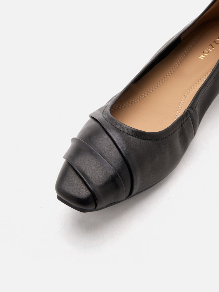 PAZZION, Elie Ruched Padded Flats, Black